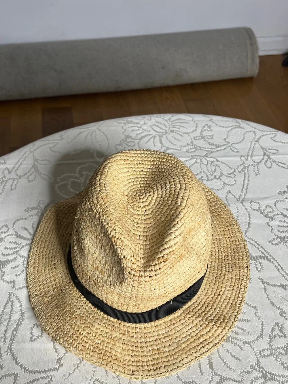 J. Crew Natural Straw Fedora with Black Band